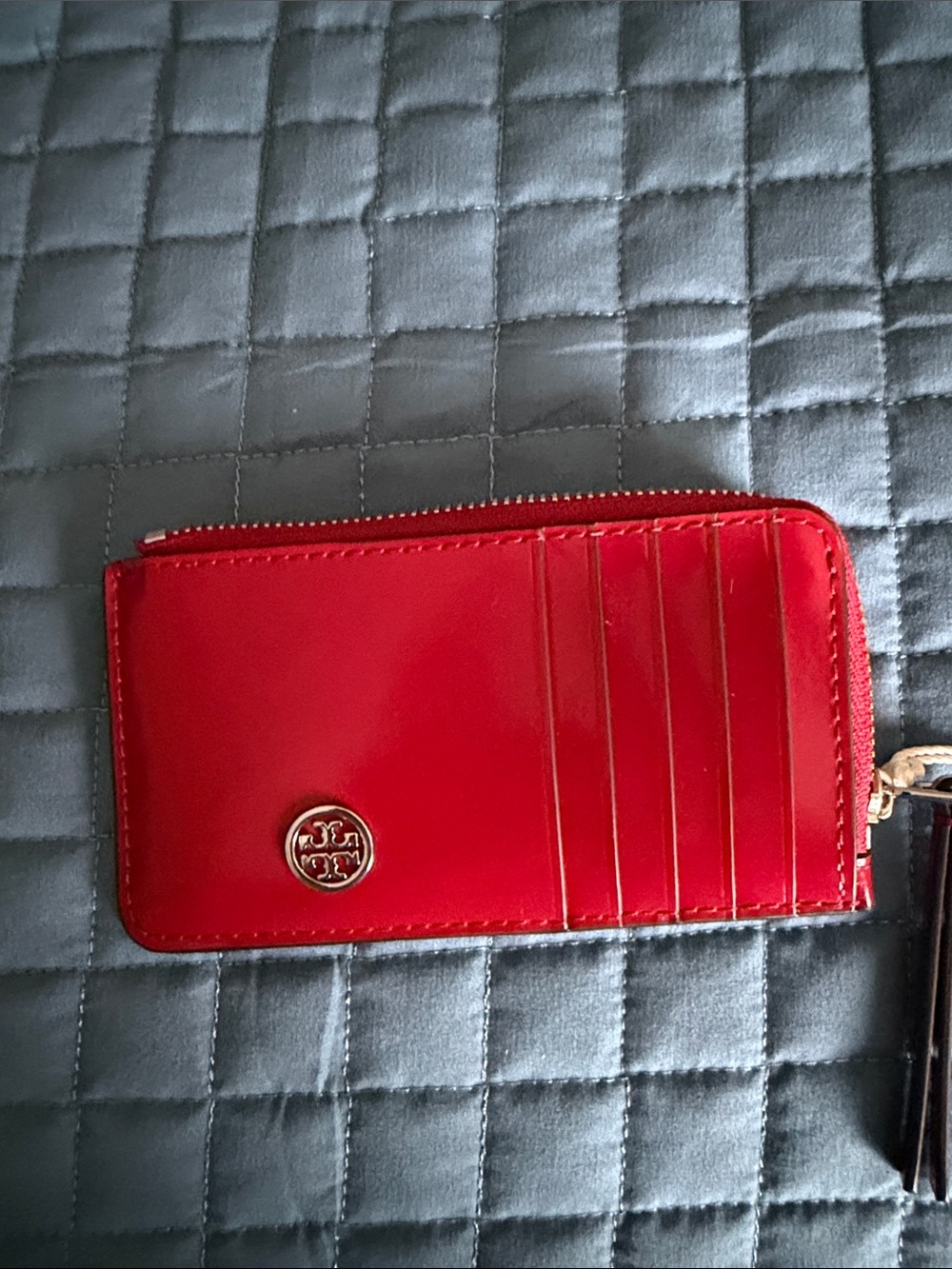 Tory Burch Robinson Spazzolato zip card case,  New With Tag